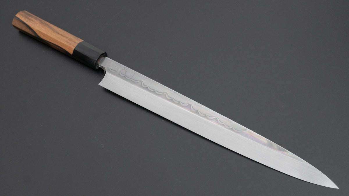 Hitohira Togashi White #1 Sanbonsugi Mizu Honyaki Yanagiba 300mm Kurokaki Persimmon Handle (Saya) - HITOHIRA