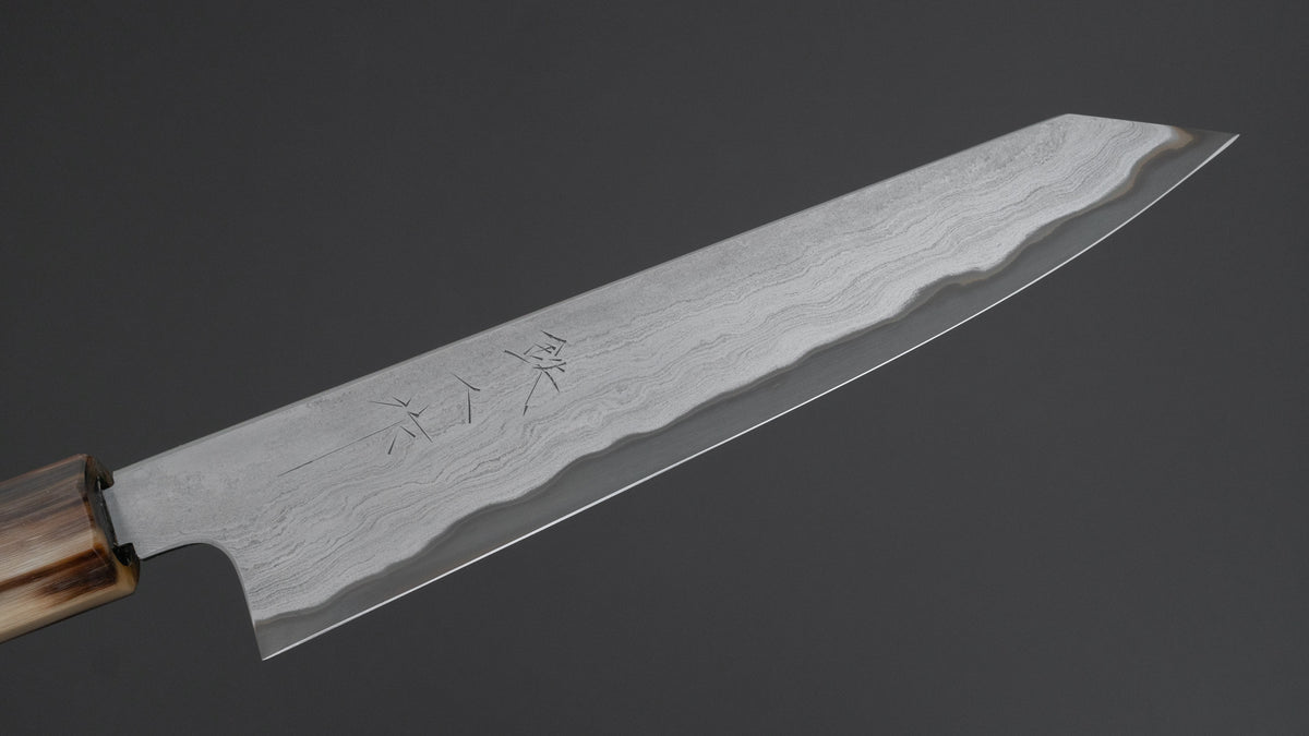 Tetsujin Blue #2 Metal Flow Kiritsuke Petty 165mm Taihei Makassar Ebony Handle - HITOHIRA