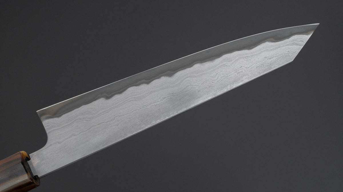 Tetsujin Blue #2 Metal Flow Kiritsuke Petty 165mm Taihei Makassar Ebony Handle - HITOHIRA