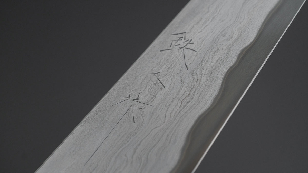 Tetsujin Blue #2 Metal Flow Kiritsuke Petty 165mm Taihei Makassar Ebony Handle - HITOHIRA