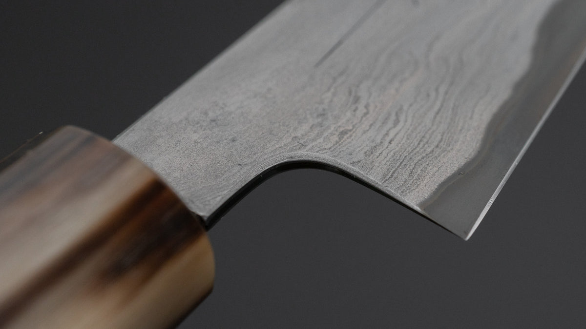 Tetsujin Blue #2 Metal Flow Kiritsuke Petty 165mm Taihei Makassar Ebony Handle - HITOHIRA