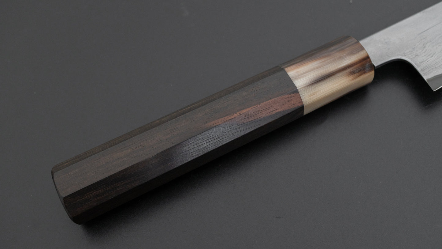 Tetsujin Blue #2 Metal Flow Kiritsuke Petty 165mm Taihei Makassar Ebony Handle - HITOHIRA