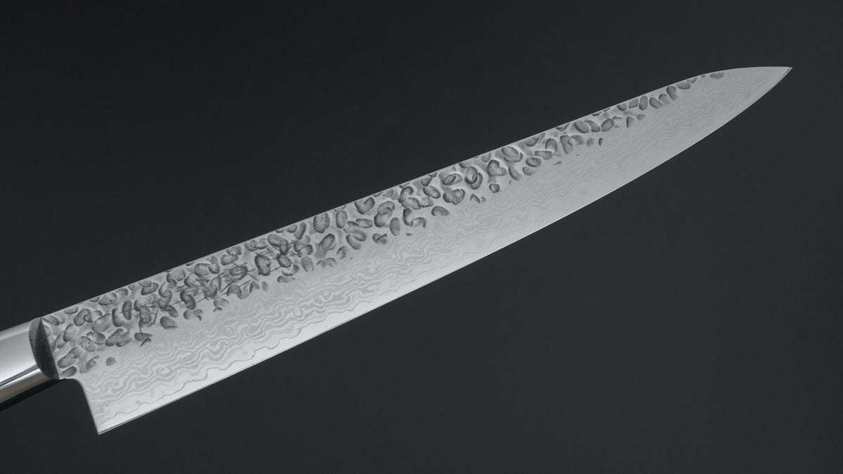 Hitohira Imojiya ST Tsuchime Damascus Sujihiki 240mm Imitation Mahogany Handle (Yo)