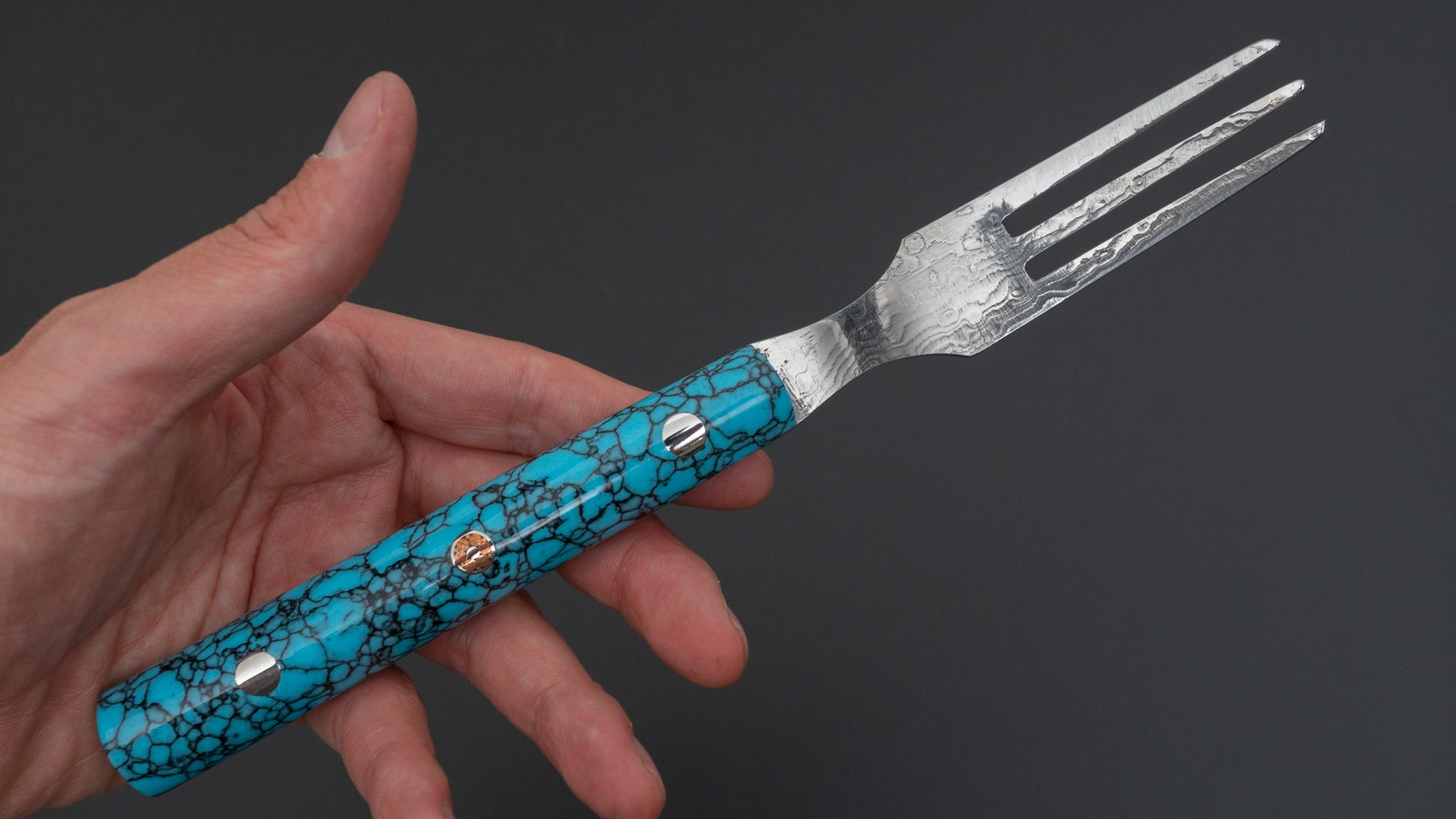 Hitohira Saji SG2 Steak knife and Fork Set Imitation Turquoise Handle - HITOHIRA
