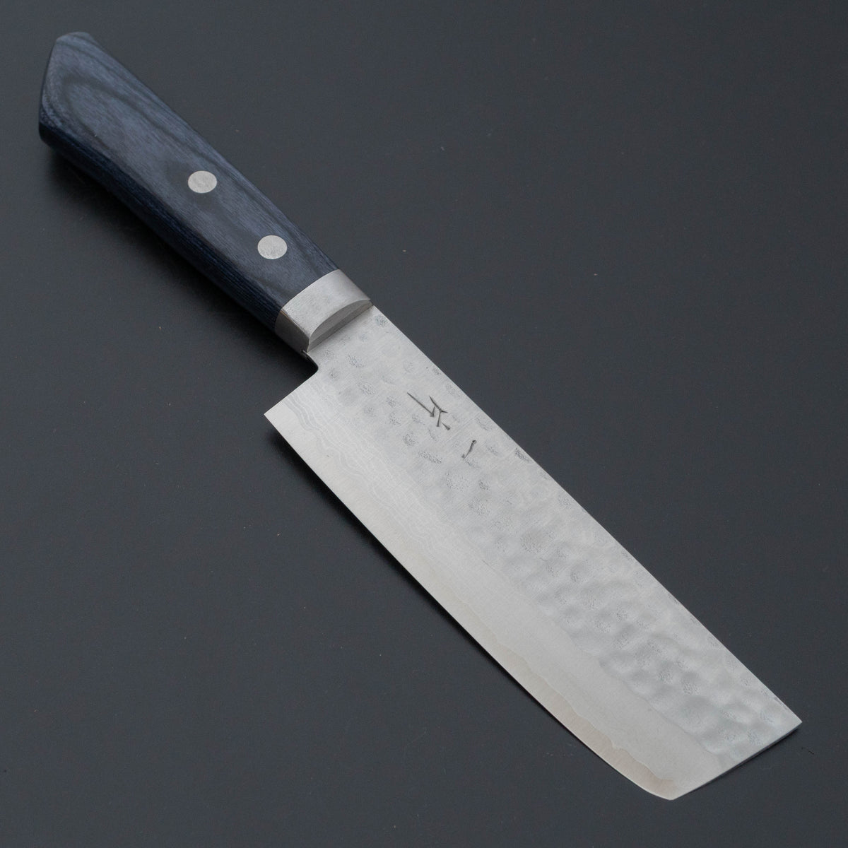 Hitohira NM V10 Tsuchime Damascus Nakiri 130mm Blue Pakka Handle