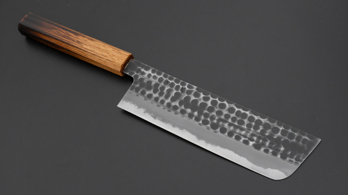 Hitohira Hinode Tsuchime White #2 Nakiri 180mm Burnt Oak Handle (#01)