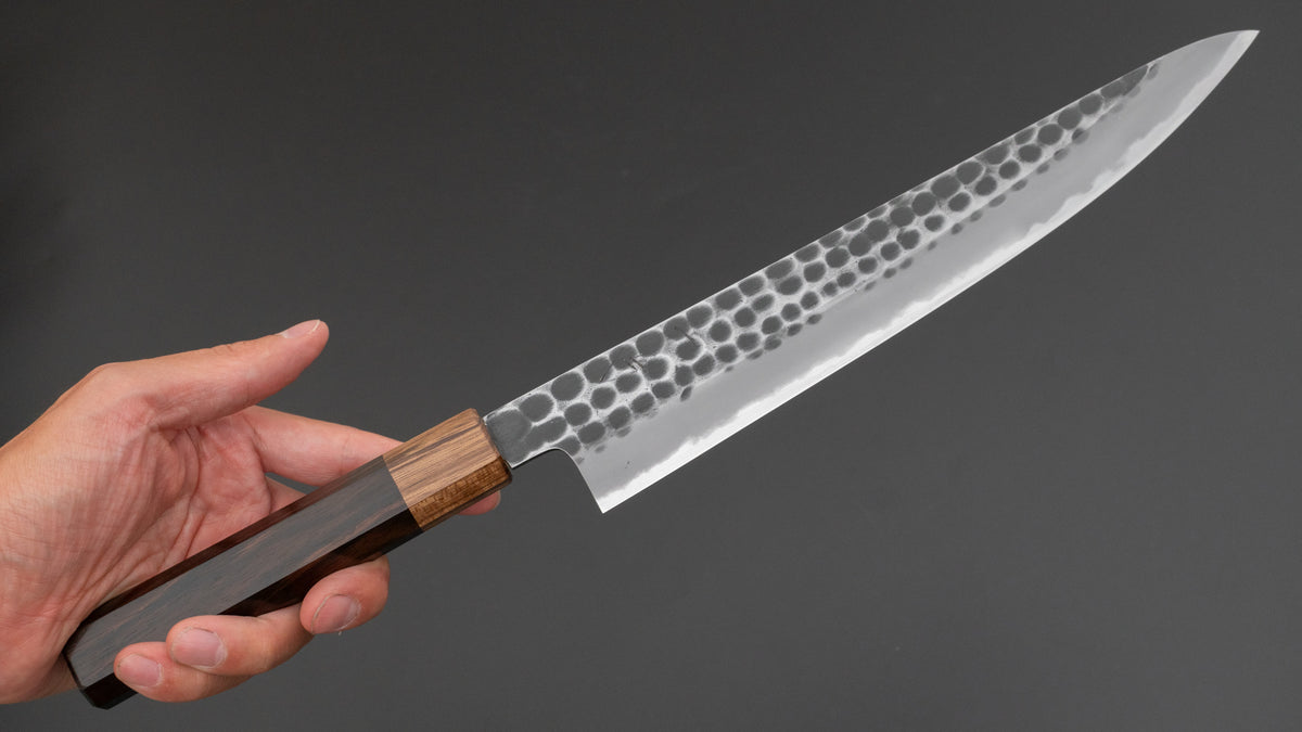 Hitohira Hinode Tsuchime White #2 Sujihiki 240mm Ebony Handle (#17)