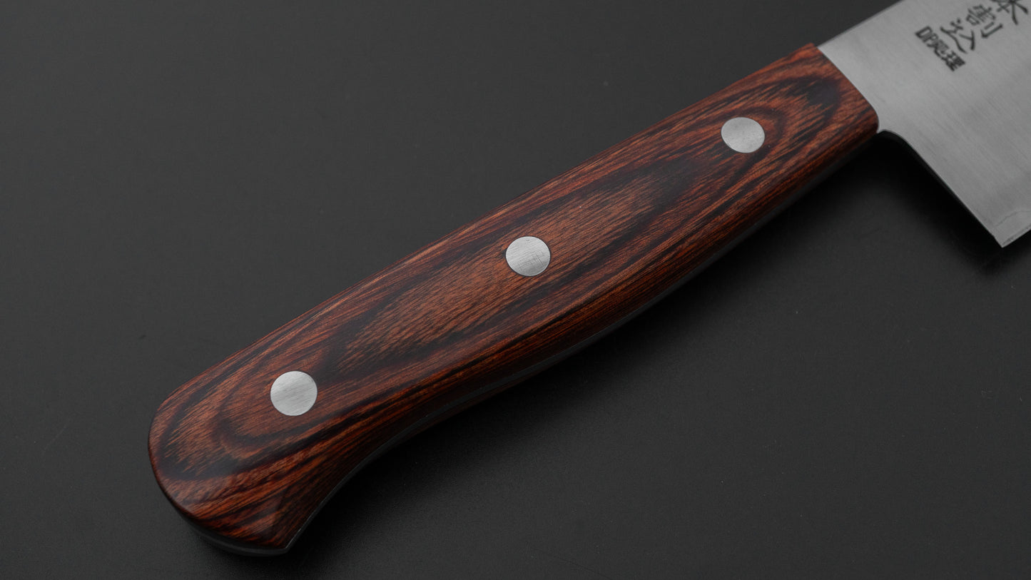 Hitohira Imojiya OKD White #2 Stainless Clad Santoku 180mm Imitation Mahogany Handle