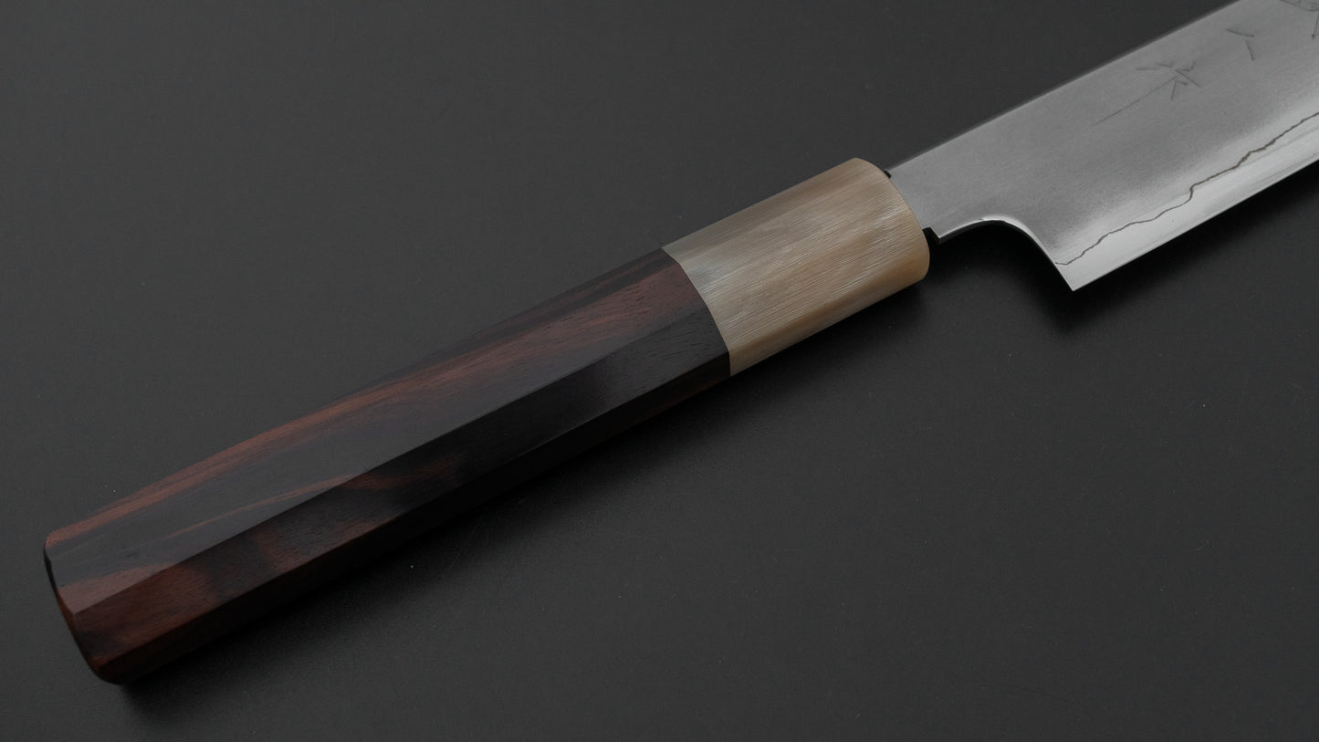 Tetsujin Silver #3 Kasumi Kiritsuke Sujihiki 240mm Taihei Makassar Ebony Handle