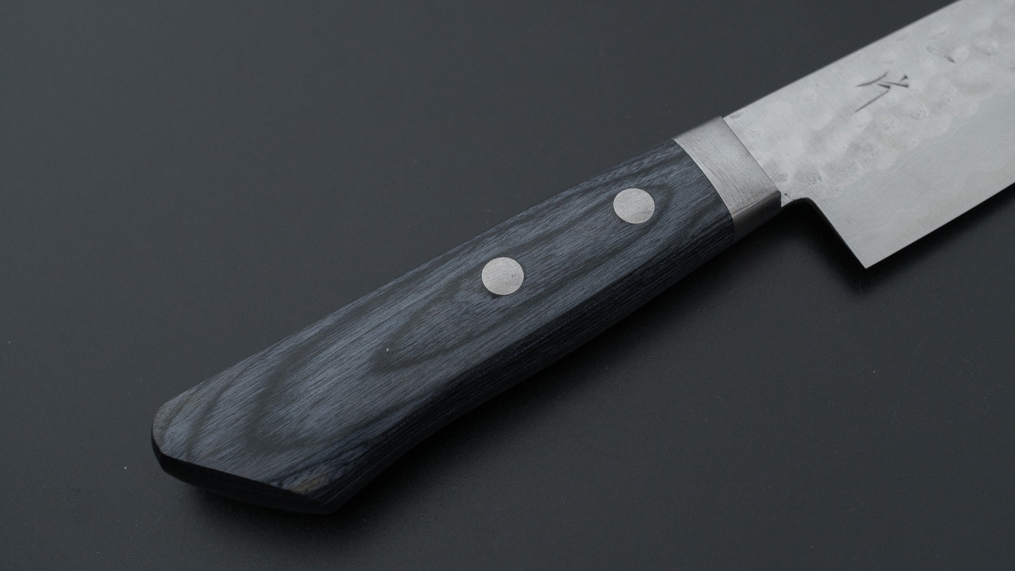 Hitohira NM V10 Tsuchime Damascus Santoku 130mm Blue Pakka Handle