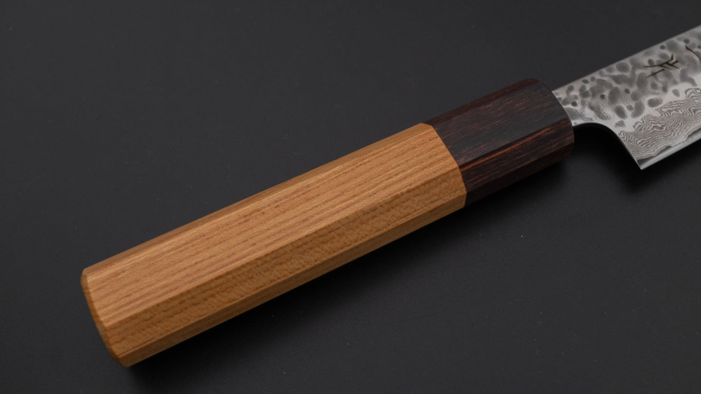 Hitohira Futana Stainless Tsuchime Damascus Petty 135mm Keyaki Zelkova Handle