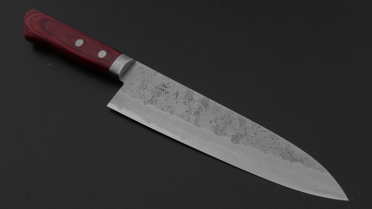Hitohira NM V10 Nashiji Damascus Gyuto 180mm Wine Pakka Handle
