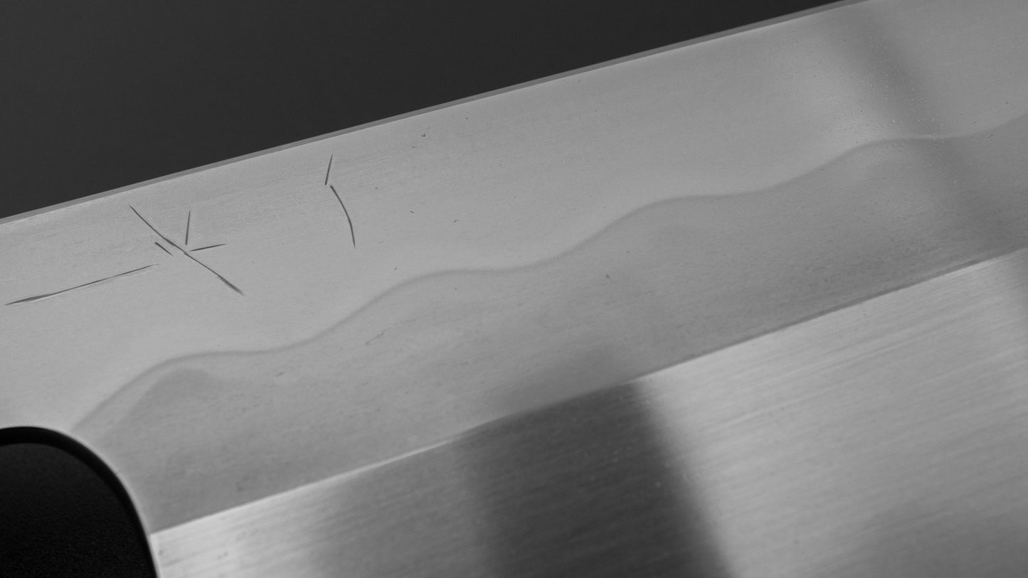 Hitohira Togashi White #1 Notaremon Mizu Honyaki Gyuto 240mm Taihei Makassar Ebony Handle (#134/ Saya)