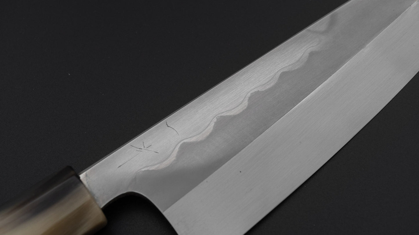 Hitohira Togashi White #1 Notaremon Mizu Honyaki Bunka 180mm Taihei Makassar Ebony Handle (#141/ Saya)
