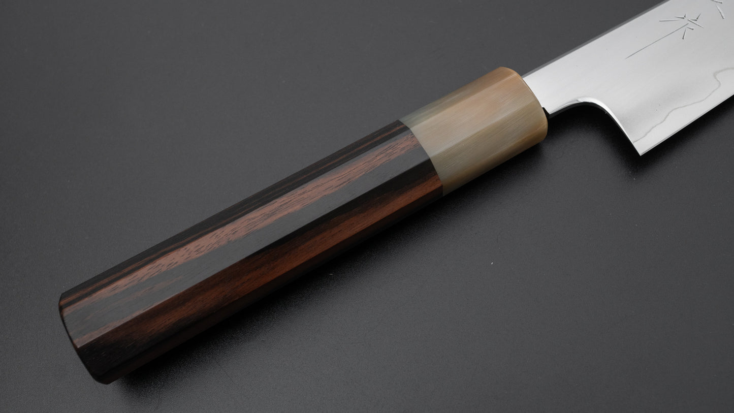 Tetsujin Silver #3 Ukiba Kiritsuke Petty 165mm Taihei Makassar Ebony Handle