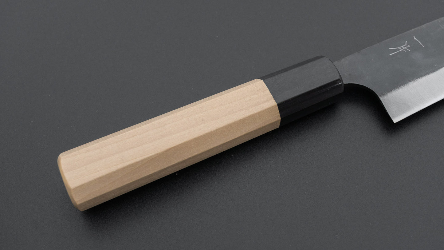 Hitohira Hizen Kurouchi Blue #1 Stainless Clad Ajikiri 145mm Ho Wood Handle