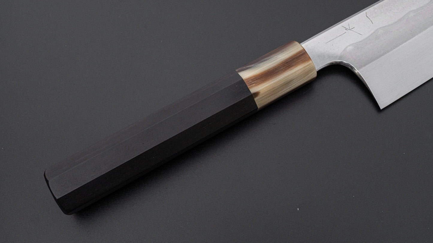 Hitohira Togashi Blue #1 Notaremon Mizu Honyaki Gyuto 240mm Taihei Ebony Handle (#113/ Saya)