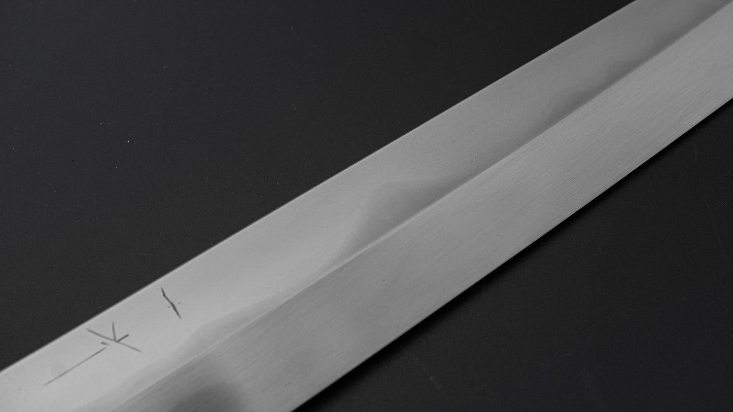 Hitohira Togashi White #1 Fuji Mizu Honyaki Yanagiba 330mm Taihei Makassar Ebony Handle (Saya)