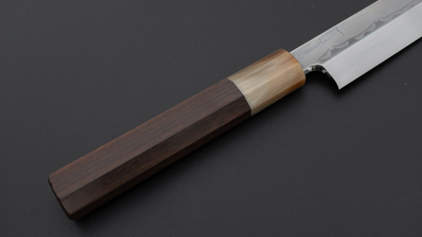 Hitohira Togashi White #1 Sanbonsugi Mizu Honyaki Yanagiba 270mm Taihei Makassar Ebony Handle (Saya)