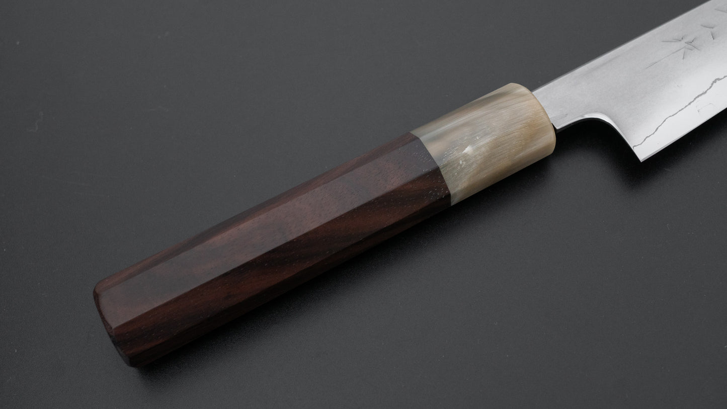 Tetsujin Silver #3 Kasumi Kiritsuke Petty 135mm Taihei Makassar Ebony Handle