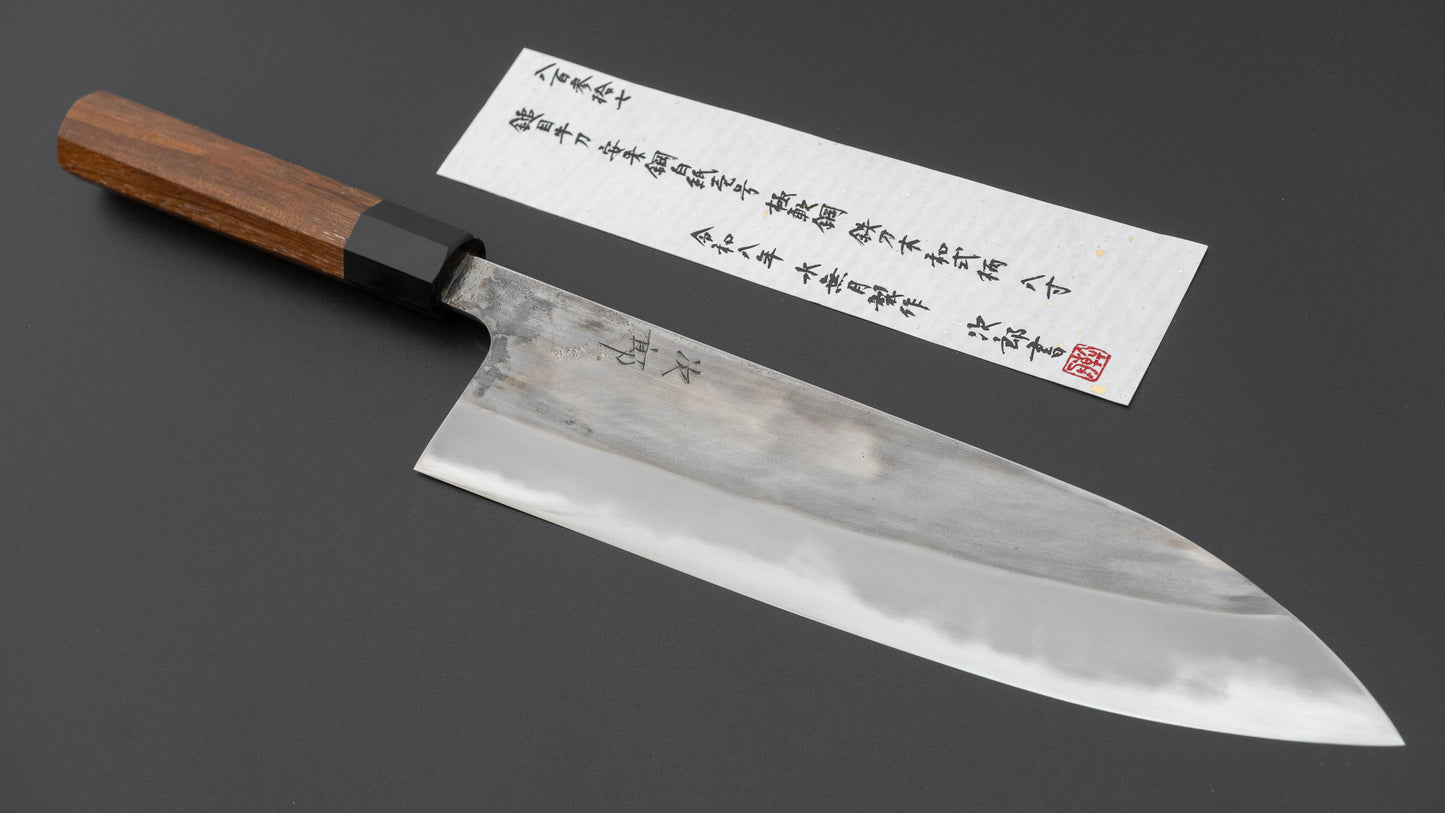 かじや次郎 鎚目 和式 牛刀 240mm 太平鉄刀木柄 (#837)