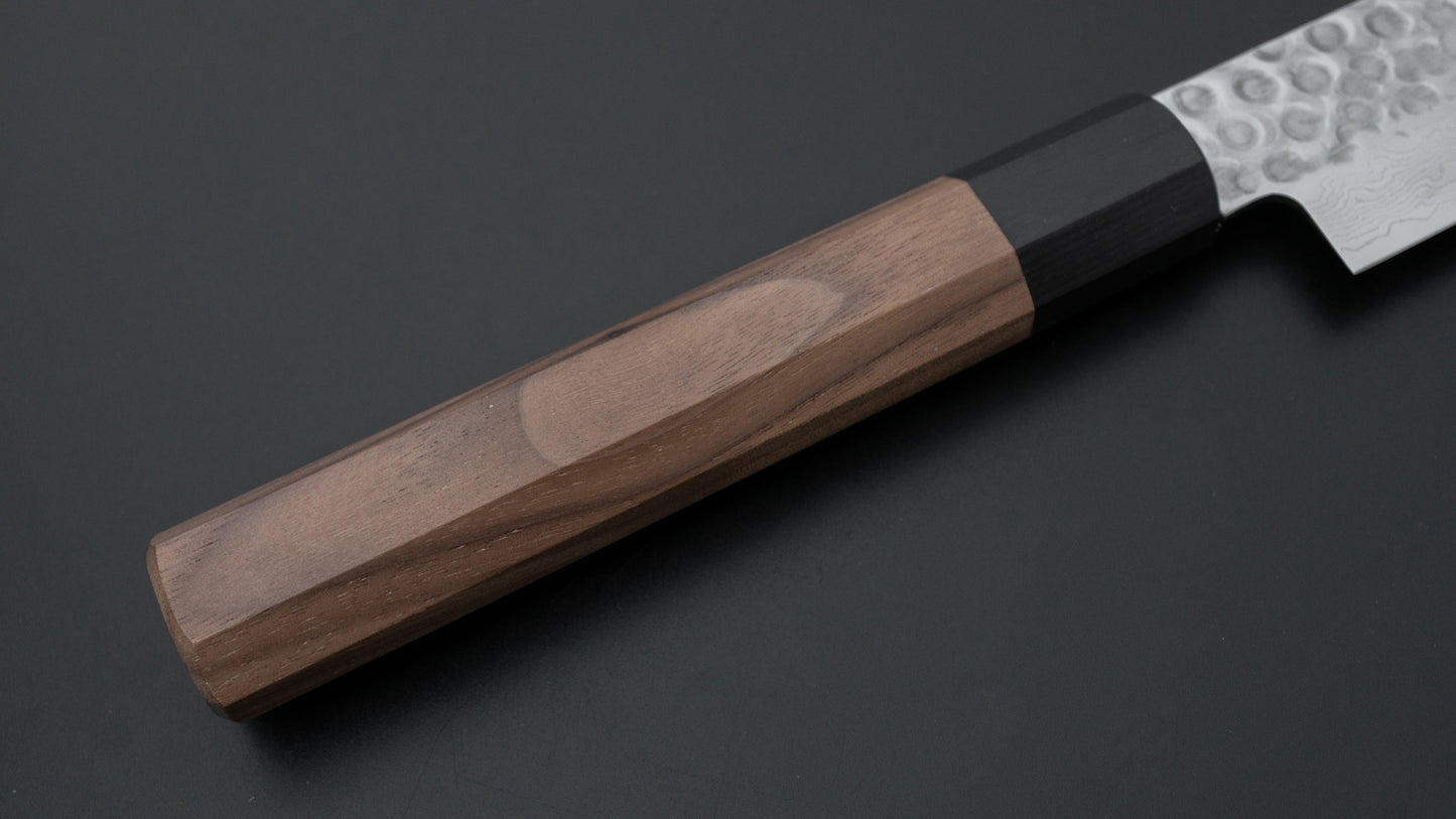 Hitohira HG Tsuchime Damascus Sujihiki 240mm Walnut Handle