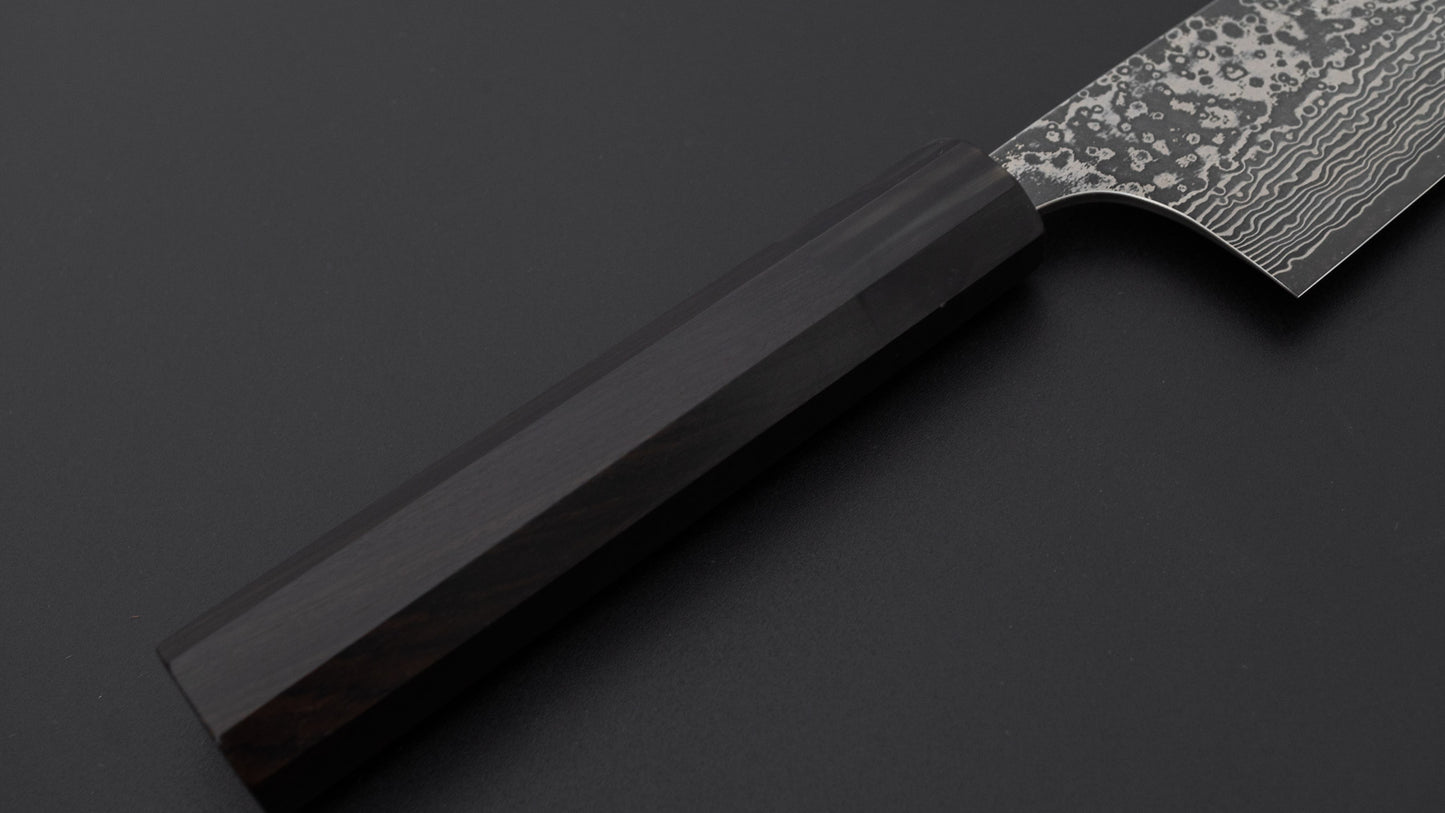 Hitohira Echizen SPG Strix Dark Damascus Santoku 170mm Ebony Handle