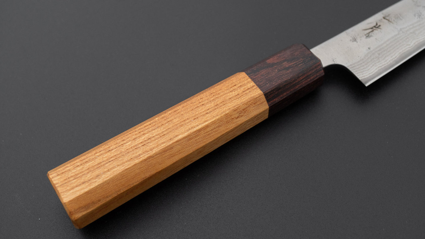 Hitohira Futana Swedish Stainless Nashiji Damascus Petty 135mm Keyaki Zelkova Handle