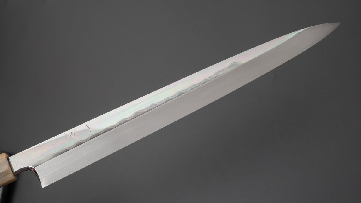 Hitohira Togashi White #2 Mizu Honyaki Yanagiba 330mm Ziricote Handle (Saya) - HITOHIRA