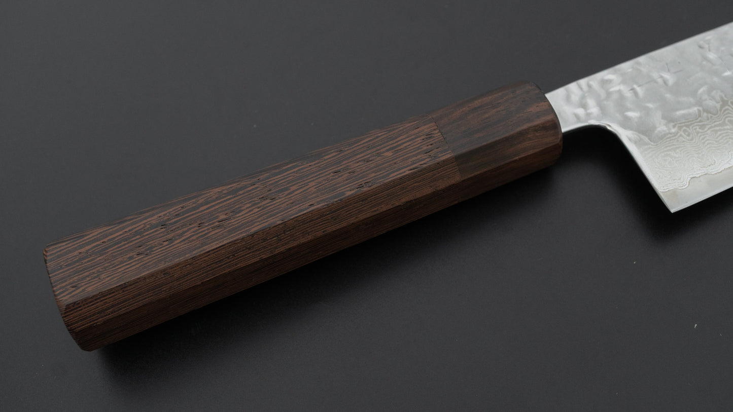 Hitohira Futana Stainless Polished Tsuchime Damascus Santoku 170mm Tagayasan Handle