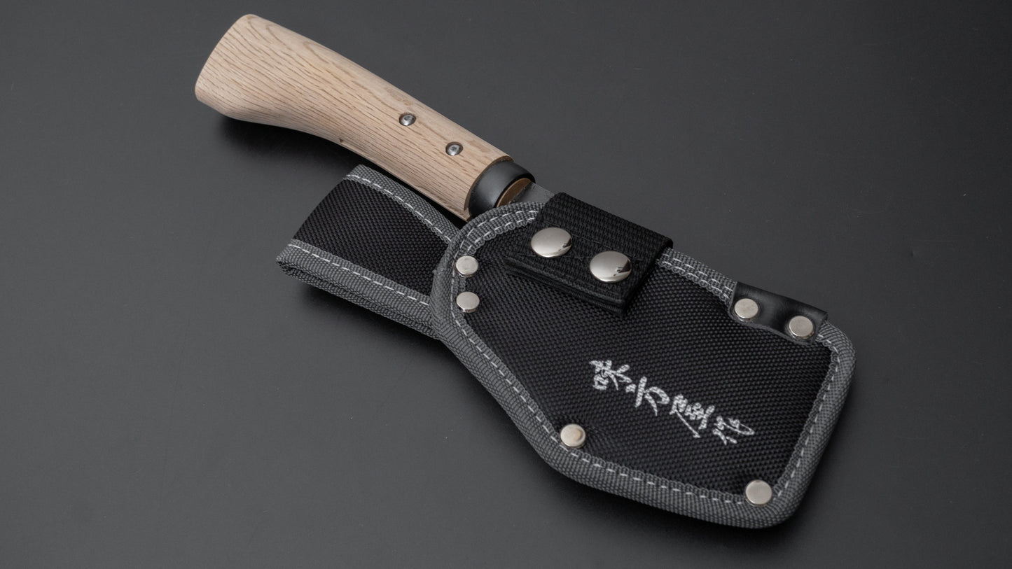 Ajikataya Kurouchi Hatchet 105mm Oak Handle (Double Bevel) - HITOHIRA