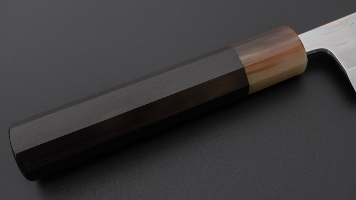 Hitohira Togashi Blue #2 Mizu Honyaki Mioroshi Deba 240mm Ebony Handle (Old Stock)