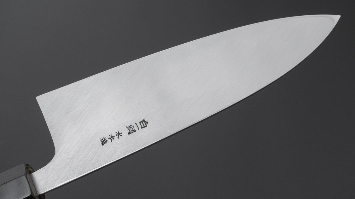 Hitohira Togashi White #1 Notaremon Mizu Honyaki Deba 180mm Taihei Makassar Ebony Handle (#162/ Saya)