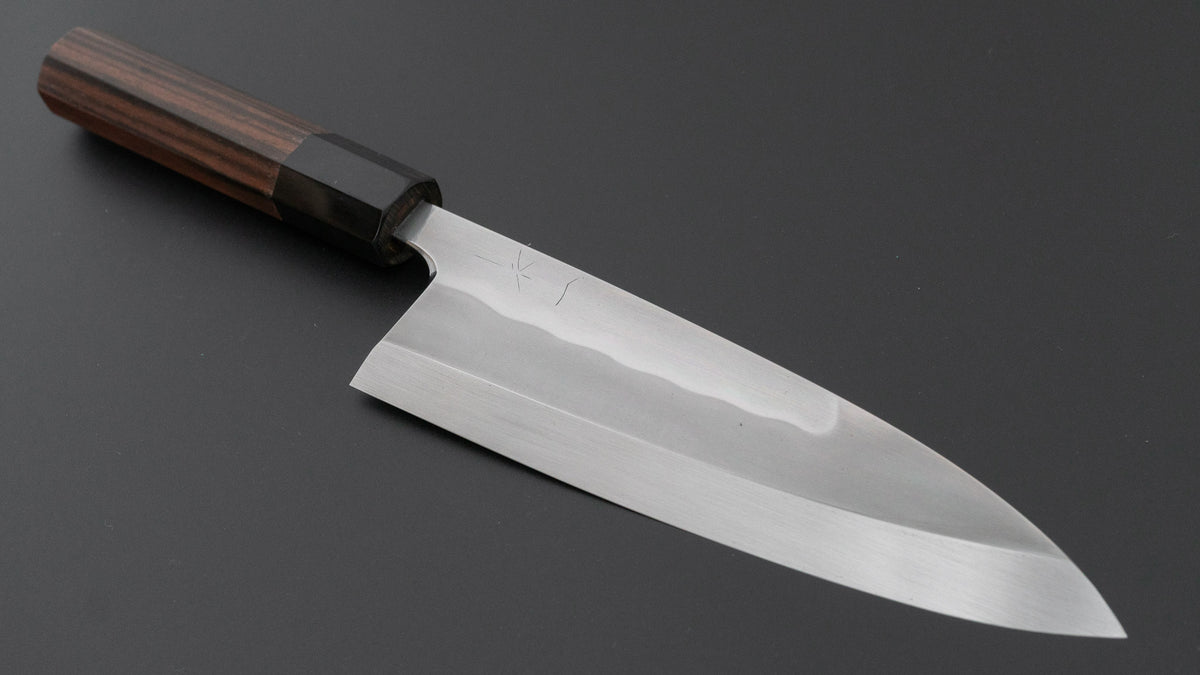 Hitohira Togashi White #1 Notaremon Mizu Honyaki Deba 180mm Taihei Makassar Ebony Handle (#176/ Saya)
