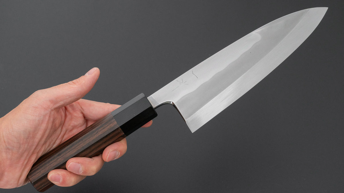Hitohira Togashi White #1 Notaremon Mizu Honyaki Deba 180mm Taihei Makassar Ebony Handle (#176/ Saya)