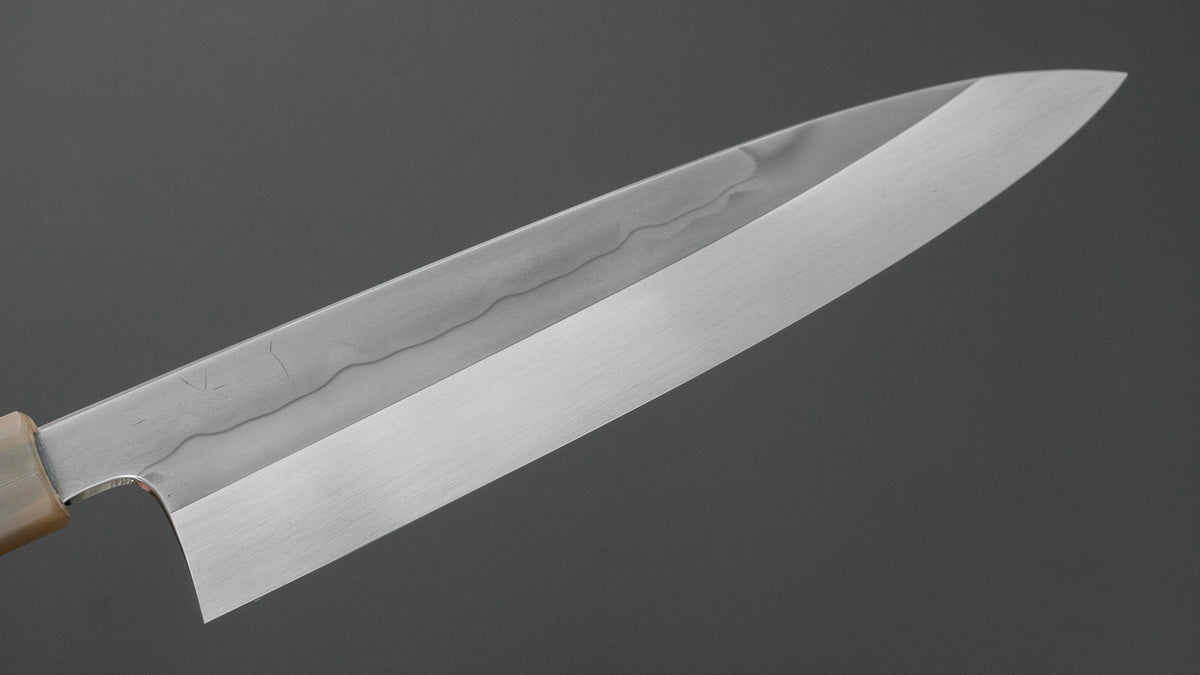 Hitohira Togashi White #1 Sanbonsugi Mizu Honyaki Gyuto 240mm Taihei Makassar Ebony Handle (#188/ Saya)