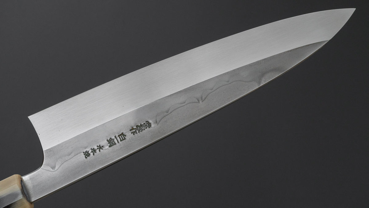 Hitohira Togashi White #1 Sanbonsugi Mizu Honyaki Gyuto 240mm Taihei Makassar Ebony Handle (#190/ Saya)