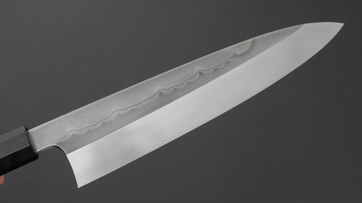 Hitohira Togashi White #1 Sanbonsugi Mizu Honyaki Gyuto 240mm Kurokaki Persimmon Handle (#191/ Saya)