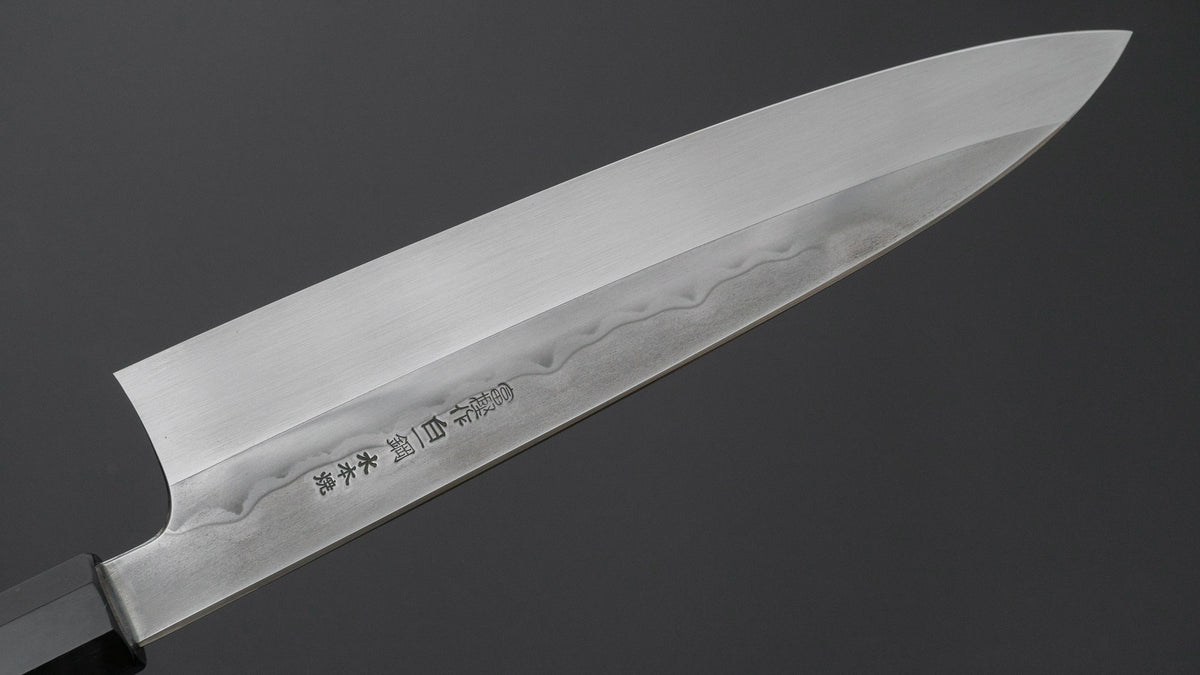 Hitohira Togashi White #1 Sanbonsugi Mizu Honyaki Gyuto 240mm Kurokaki Persimmon Handle (#191/ Saya)