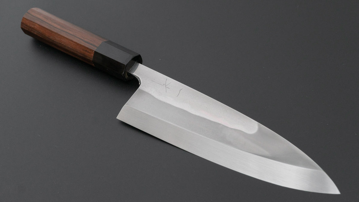 Hitohira Togashi White #1 Notaremon Mizu Honyaki Deba 180mm Taihei Makassar Ebony Handle (#195/ Saya)