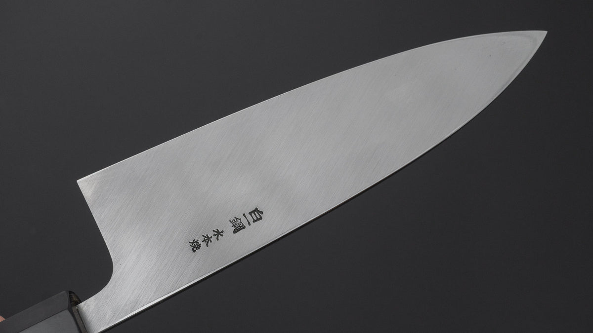 Hitohira Togashi White #1 Notaremon Mizu Honyaki Deba 180mm Taihei Makassar Ebony Handle (#195/ Saya)