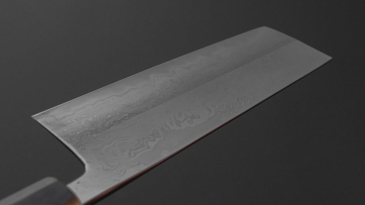 Hitohira Tokuuchi Tanaka Naoki White #1 Damascus Nakiri 180mm Taihei Makassar Ebony Handle