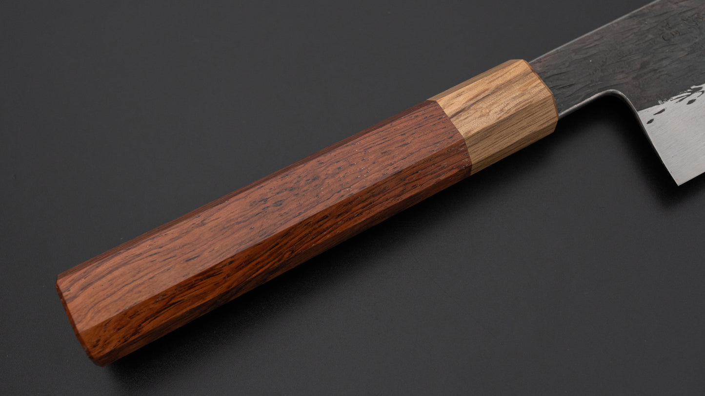 Isamitsu White #1 Stainless Clad Kurouchi Santoku 180mm Rosewood Handle