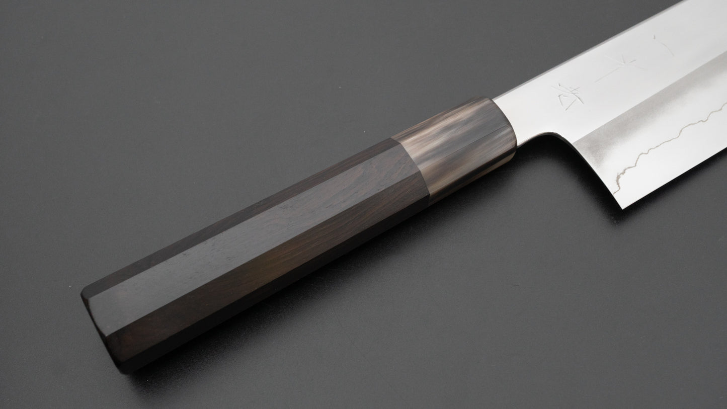 Hitohira Kikuchiyo Rou Silver #3 Mirror Polished Nakiri Ebony Handle