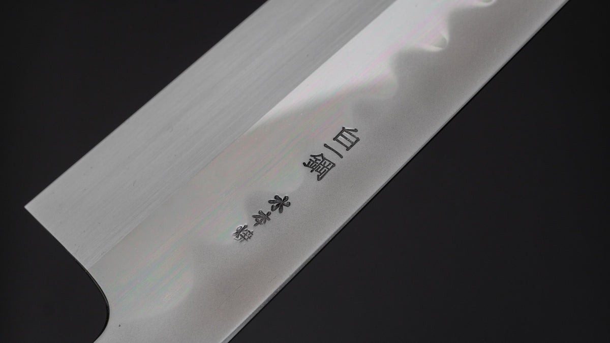 Hitohira Togashi Kyuzo White #1 Hakumon Mizu Honyaki Kiritsuke Gyuto 240mm Taihei Ebony Handle (#096/ Saya) - HITOHIRA