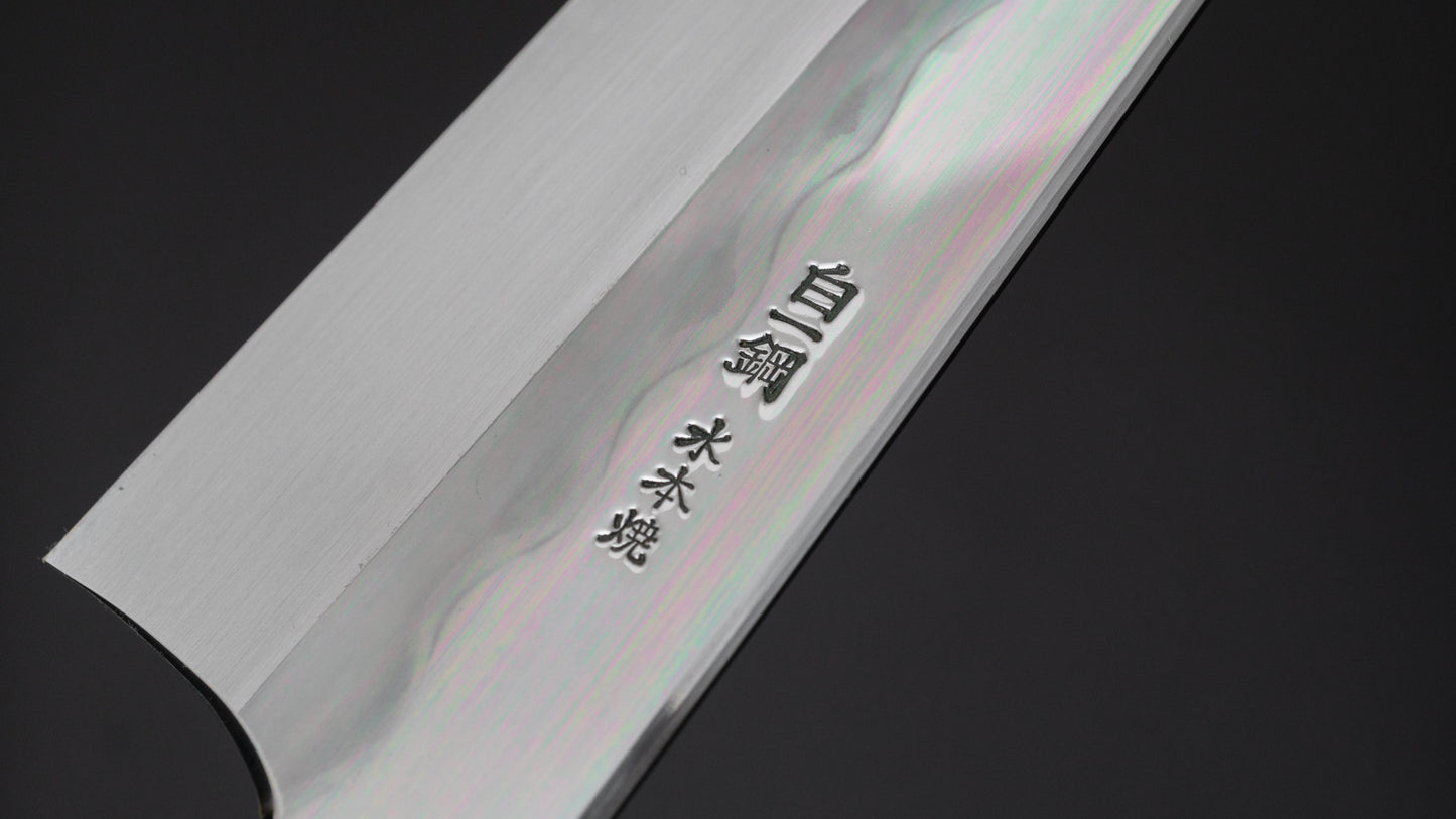 Hitohira Togashi White #1 Mizu Honyaki Gyuto 240mm Kurokaki Persimmon Handle (#097/ Saya) - HITOHIRA