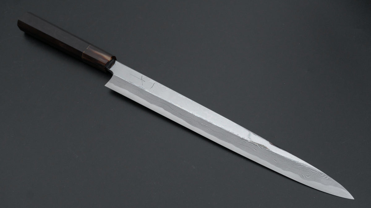 Hitohira Tanaka Mosuke Blue #1 Damascus Yanagiba 300mm Ebony Handle (Mirror Polished/ Saya)