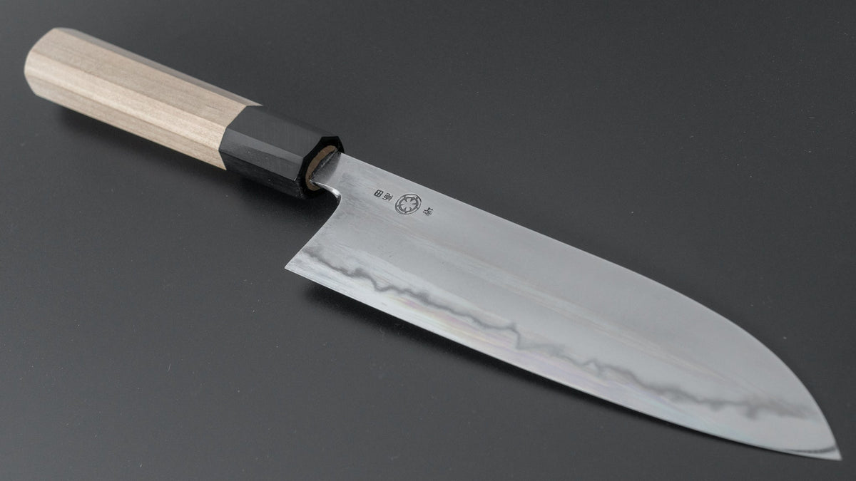 Takada no Hamono Blue #1 Suiboku Santoku 180mm Ho Wood Handle - HITOHIRA