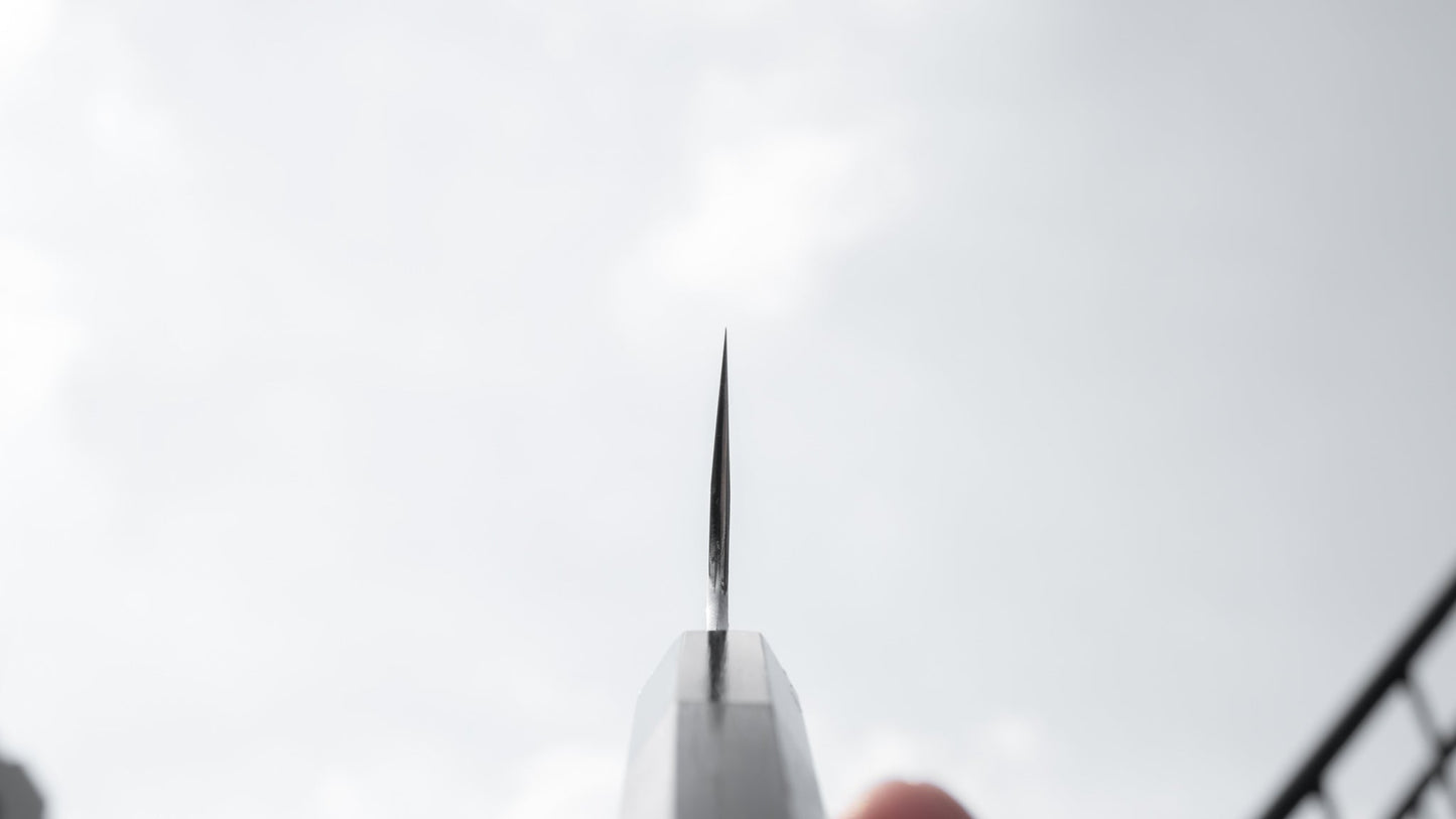 Oboro Fuji White #1 Mizu-Honyaki Gyuto 240mm Taihei Makassar Ebony Handle (#003) | HITOHIRA