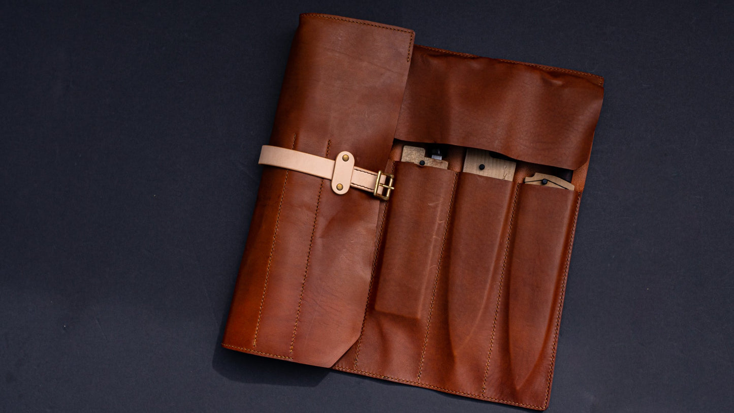 HI-CONDITION Leather 7 Pockets Knife Roll - HITOHIRA